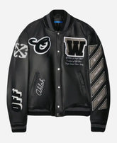 Off White Leather Varsity Jacket – Luxury Streetwear